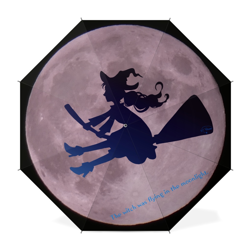 月夜に魔女が飛んでいた傘