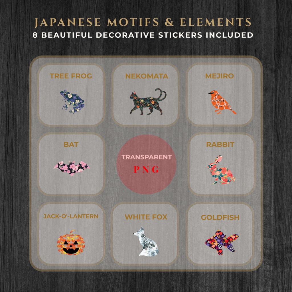 【和モダン】手帳デコ スターターパック【IROHA/いろは】リフィル&ステッカー52点