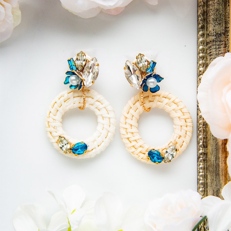 [!!SALE!!] 10 💙blue flower bijou earrings/pierce