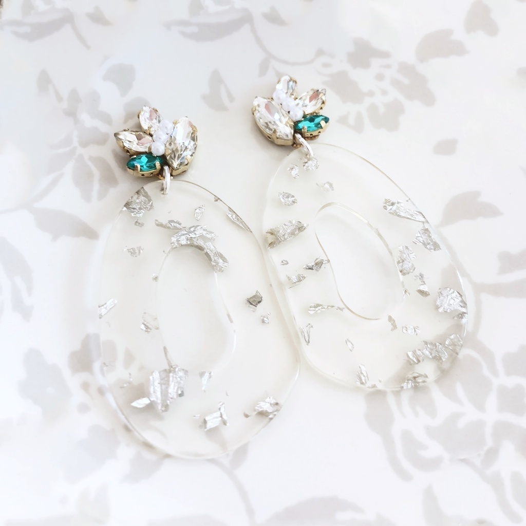 [!!SALE!!] 14 🌫cristal bijou & clear charm earrings/pierce