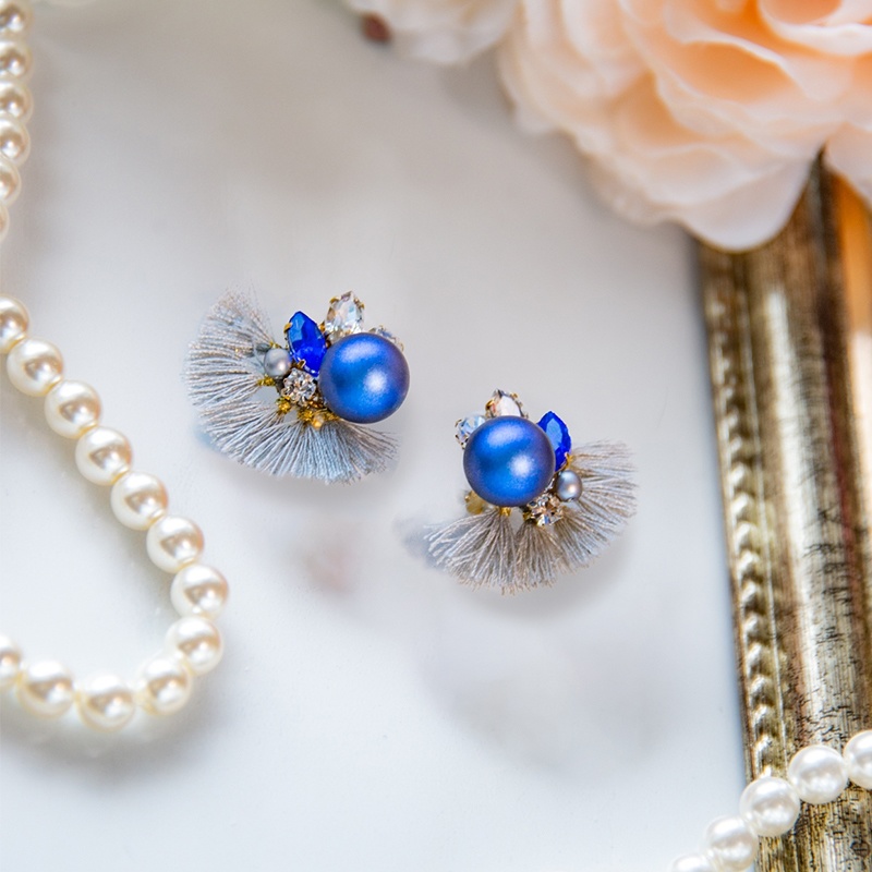 [!!SALE!!] 18 🐗blue pearl tassel pierce/earring