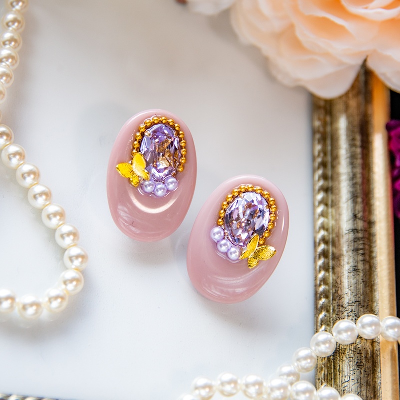 [!!SALE!!] 21 🦋purple oval bijou pierce/earring