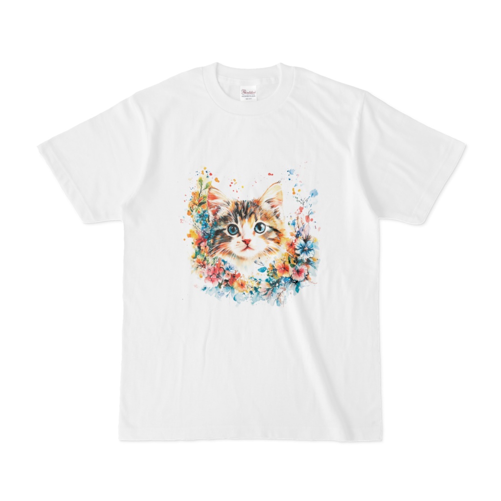 花咲く子猫【白Ｔシャツ】