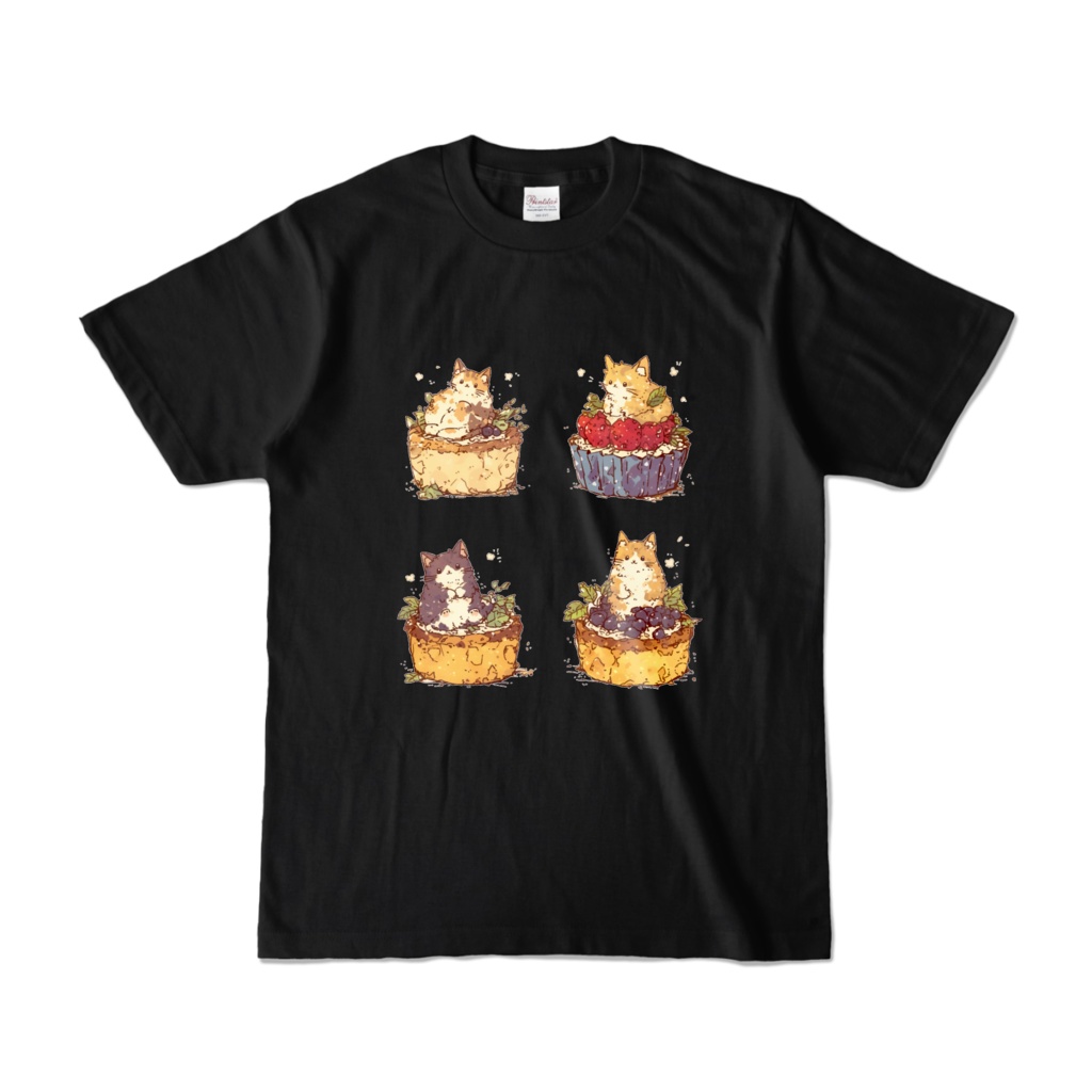 【猫】プチケーキにゃんず【黒Ｔシャツ】