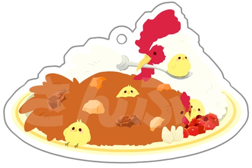 にわとりカレーアクリルストラップ