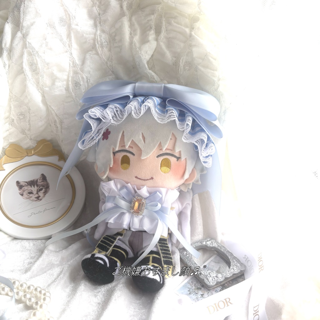 メロウサテンのお嬢様ヘドレ＆リボン（水色💎）