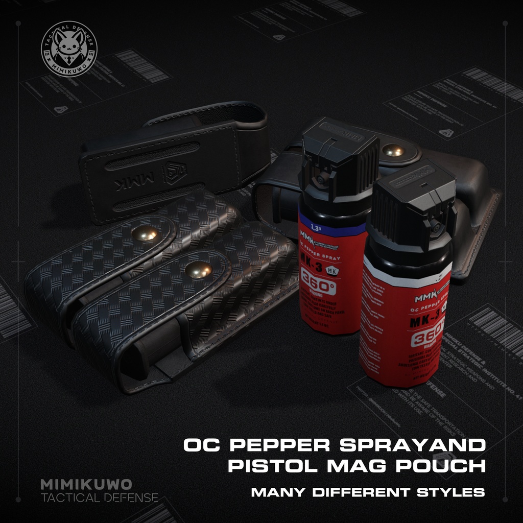 【3Dモデル】 OC Spray and Magazine Pouch | OCスプレーと弾倉ポーチ