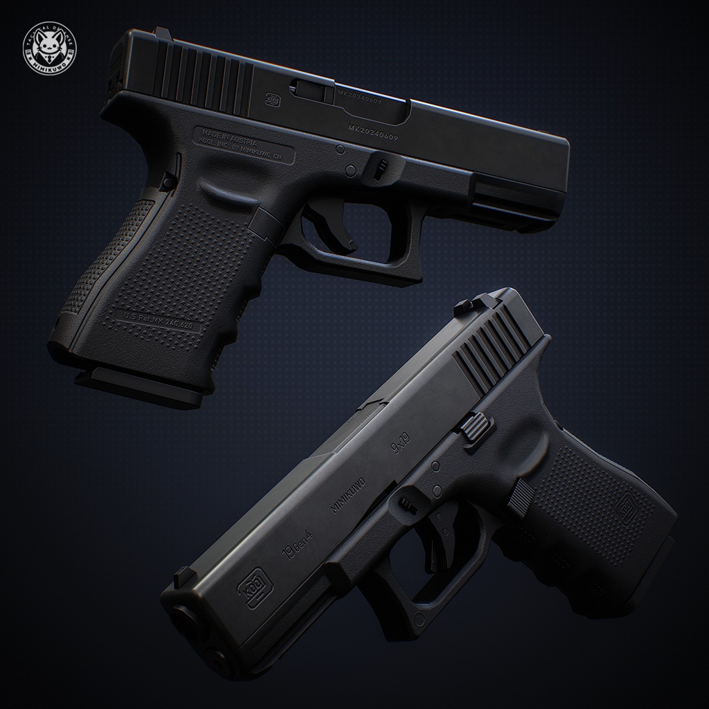 【3Dモデル・MA対応・VRChat想定】G19 Gen4 Pistol | Base MKG2 | Low-poly - Update | v4.1