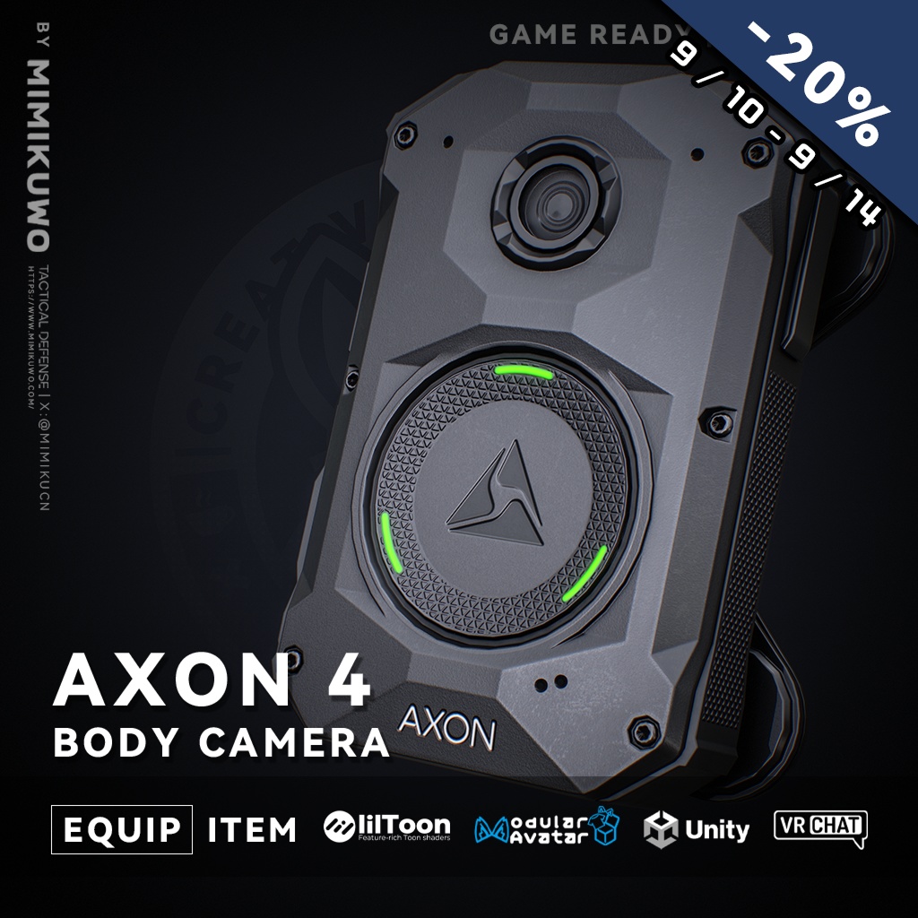 【3Dモデル・MA対応・VRChat想定】Body Camera 4 AXON ボディカメラ | Equip | Low-poly - Update | v1.1