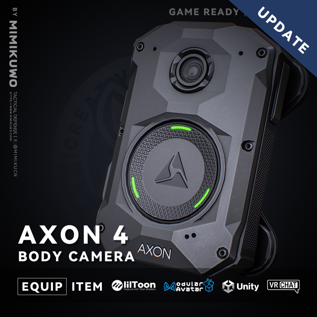 【3Dモデル・MA対応・VRChat想定】Body Camera 4 AXON ボディカメラ | Equip | Low-poly - Update | v1.1