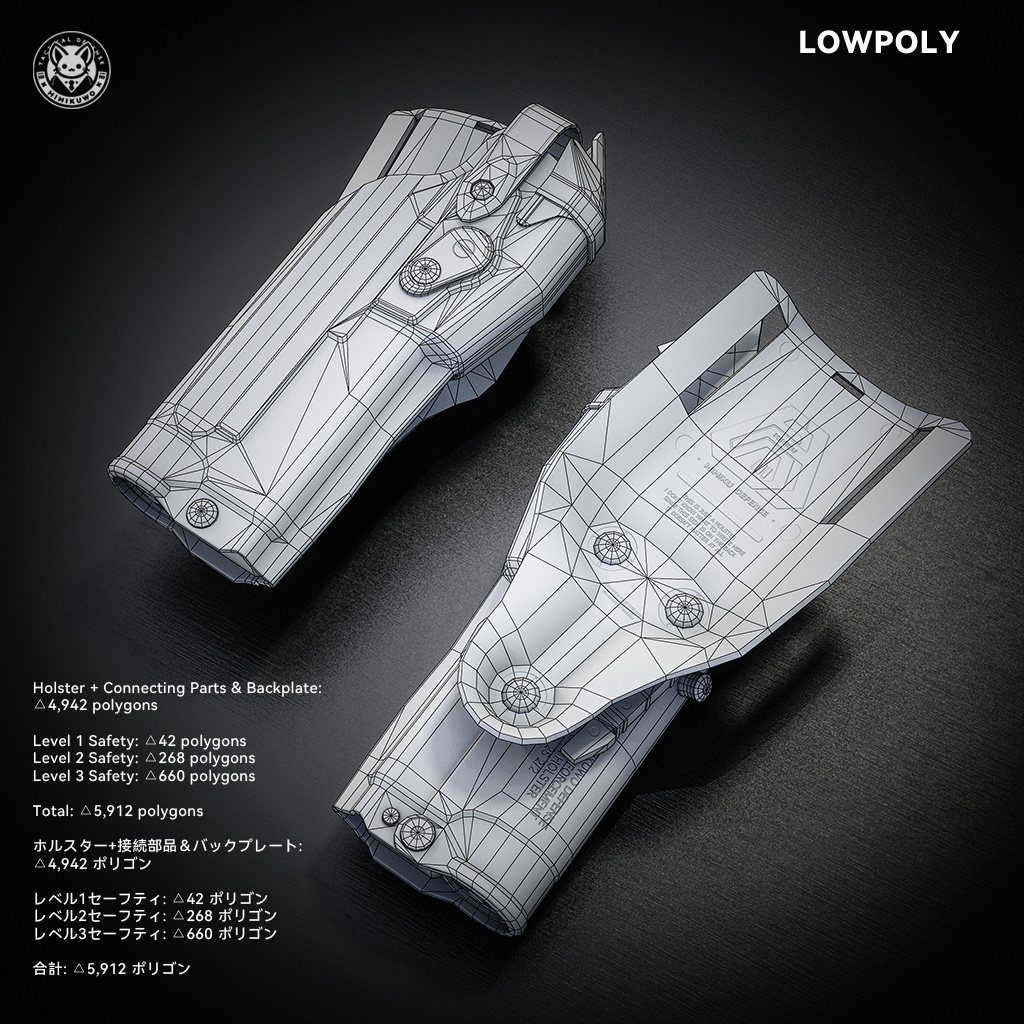 【3Dモデル・VRChat想定】ホルスター Holster | Equip | Low-poly - Update | v1.0