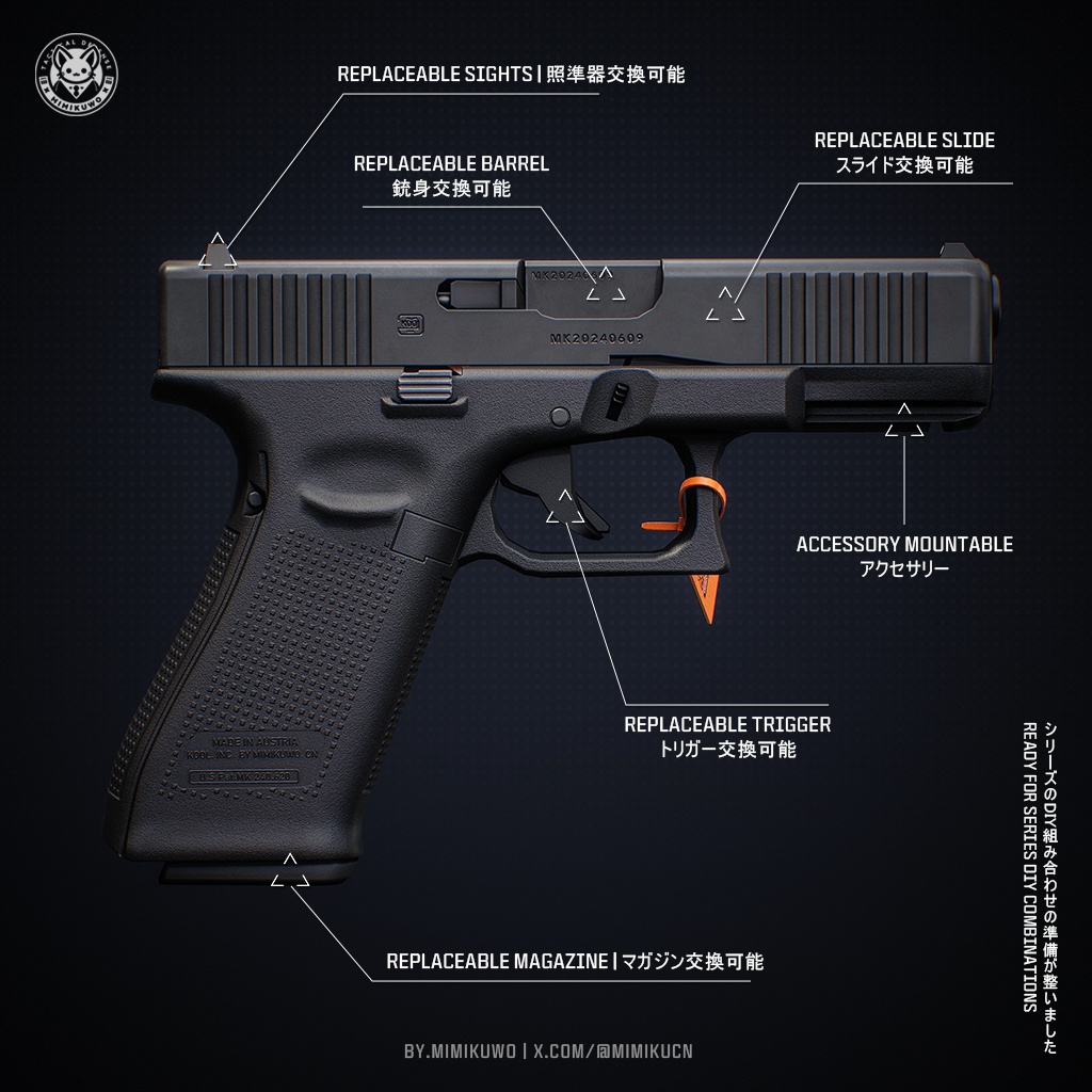 【3Dモデル・MA対応・VRChat想定】G45 Gen5 Pistol | Base MKG3 | Low-poly | v2.0