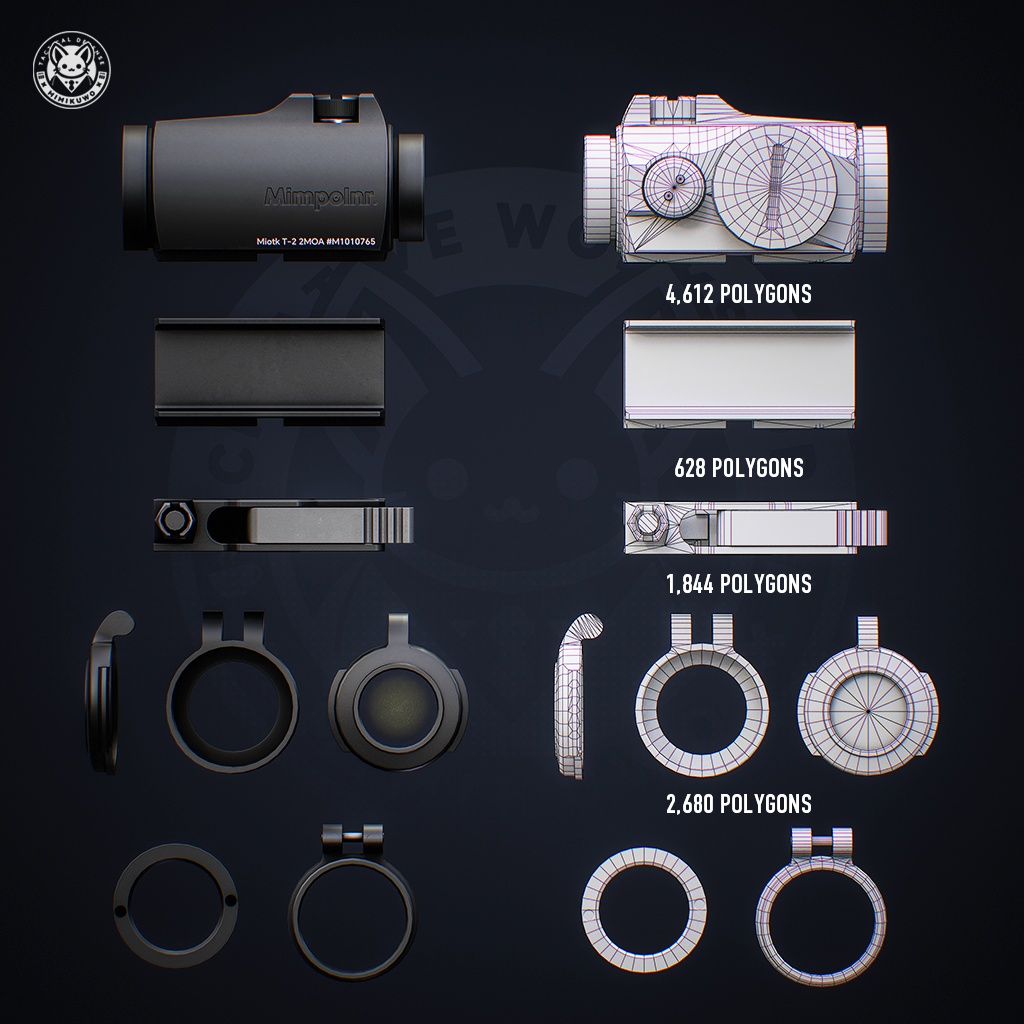 【3Dモデル・VRChat想定】 Red Dot T2 + G30 照準器 Pack | Expansion | Low-poly - v1.0