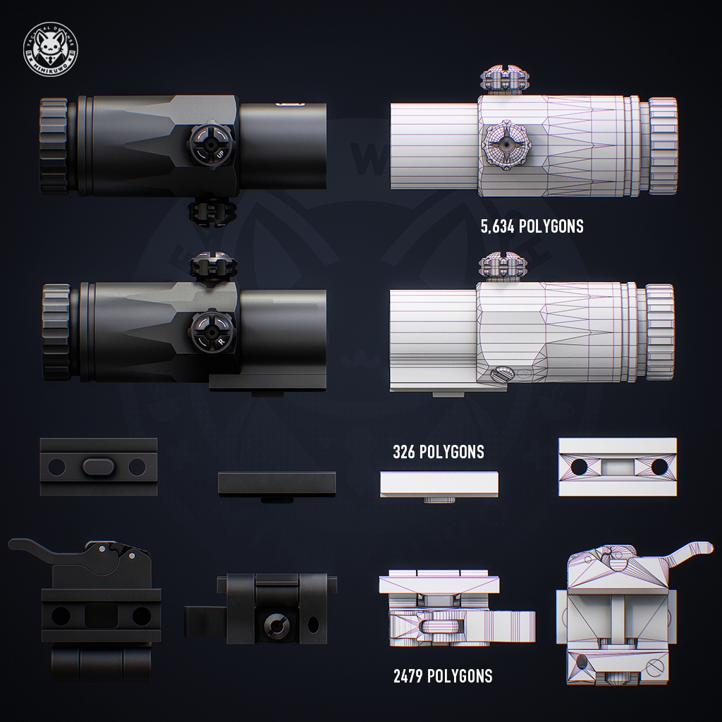 【3Dモデル・VRChat想定】 Red Dot T2 + G30 照準器 Pack | Expansion | Low-poly - v1.0
