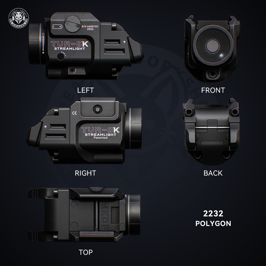 【3Dモデル・VRChat想定】 TLR-8A Weapon Light ライト | Expansion | Low-poly - v1.0