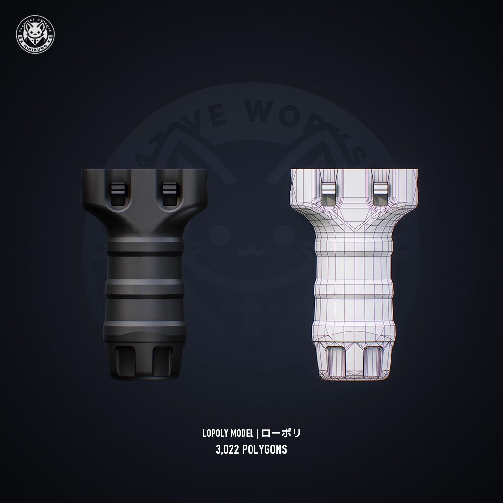 【3Dモデル】 TD Short Grip グリップ | Expansion | Low-poly