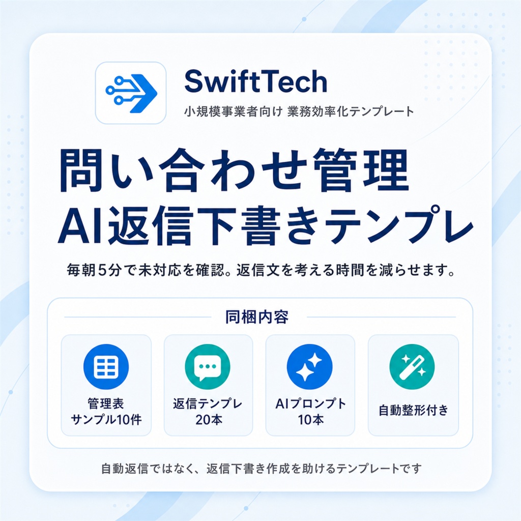 問い合わせ管理AI返信下書きテンプレ｜小規模事業者向け