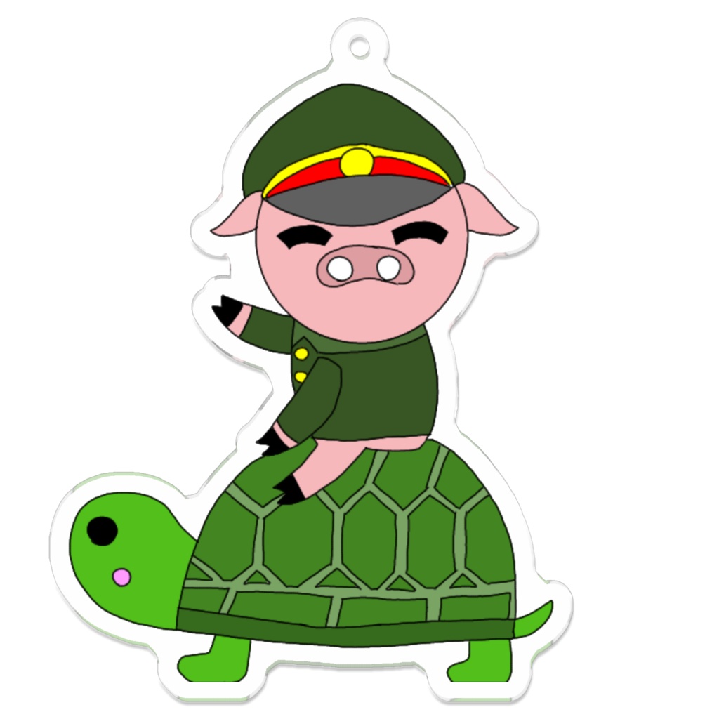 かめに乗るぶた