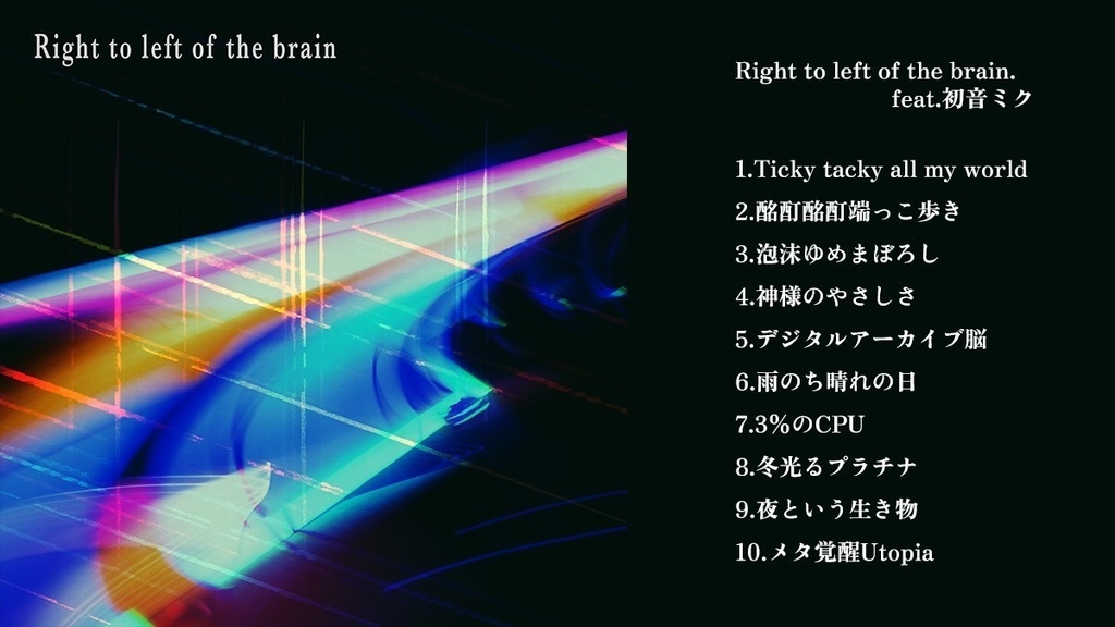 『Right to left of the brain.』　1st anniversary デジタルアルバム　10曲収録