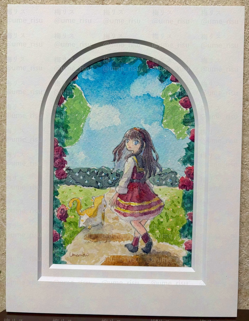 【額装作品】Secret cat garden