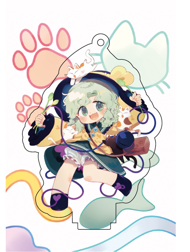 ねこちゃんと戯れるこいしちゃんアクリルキースタンド
