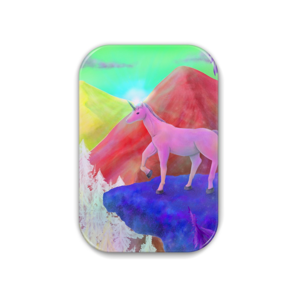 現代アートのようなユニコーンの缶バッジ
