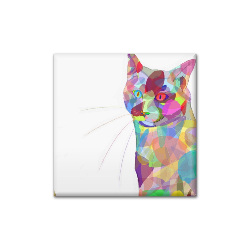 現代アートのような猫の缶バッジ