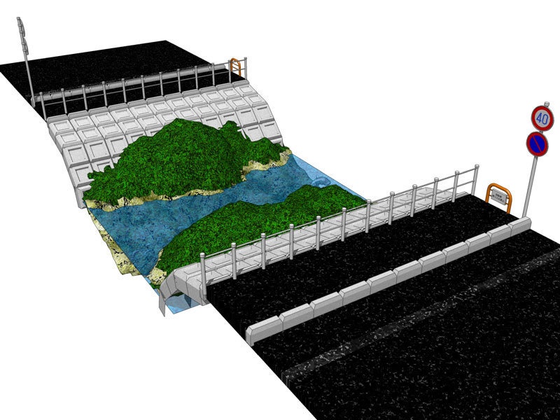 【無料】3Dジオラマ道路と川