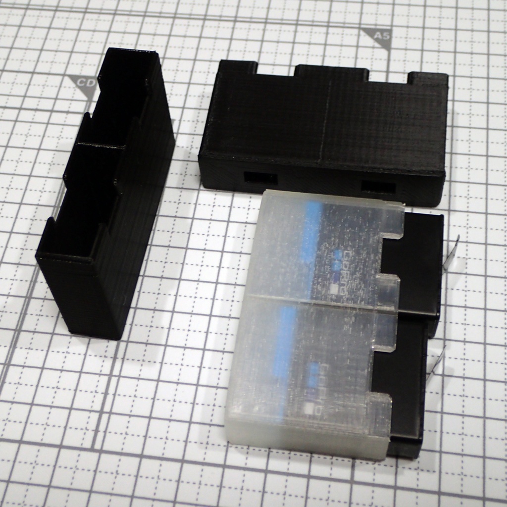 GoProバッテリー用のケース2種、3Dプリント用