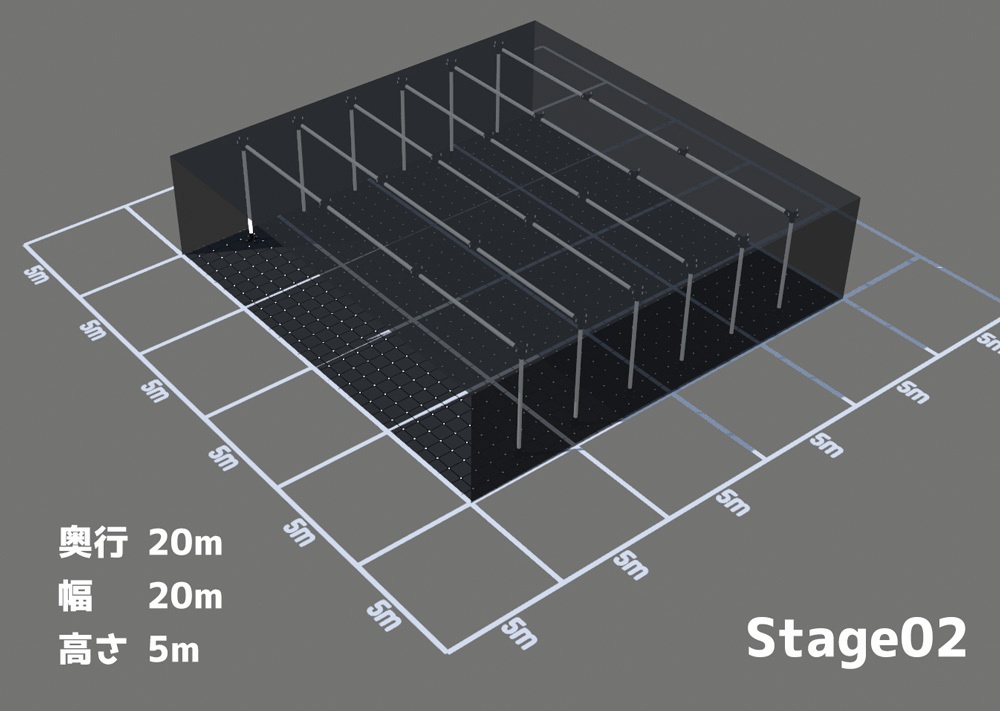 3種のステージと巨大スピーカー