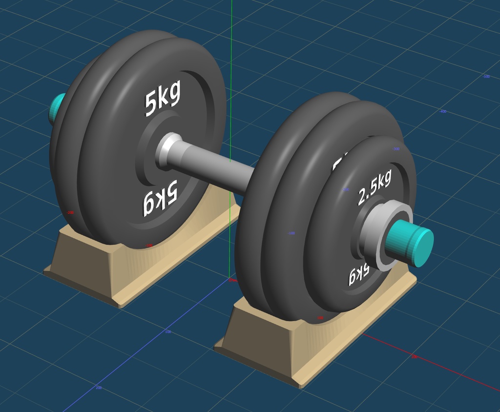 ダンベル台とエンドキャップ(3Dプリント用)