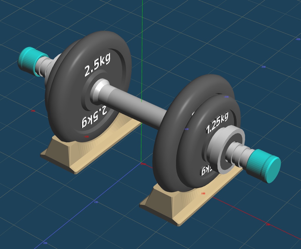 ダンベル台とエンドキャップ(3Dプリント用)