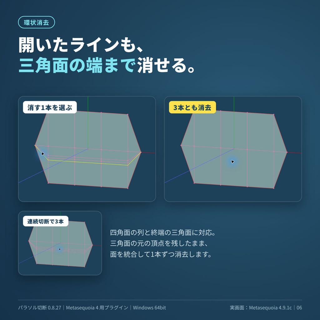パラソル切断(Metasequoia4x64用コマンドプラグイン)
