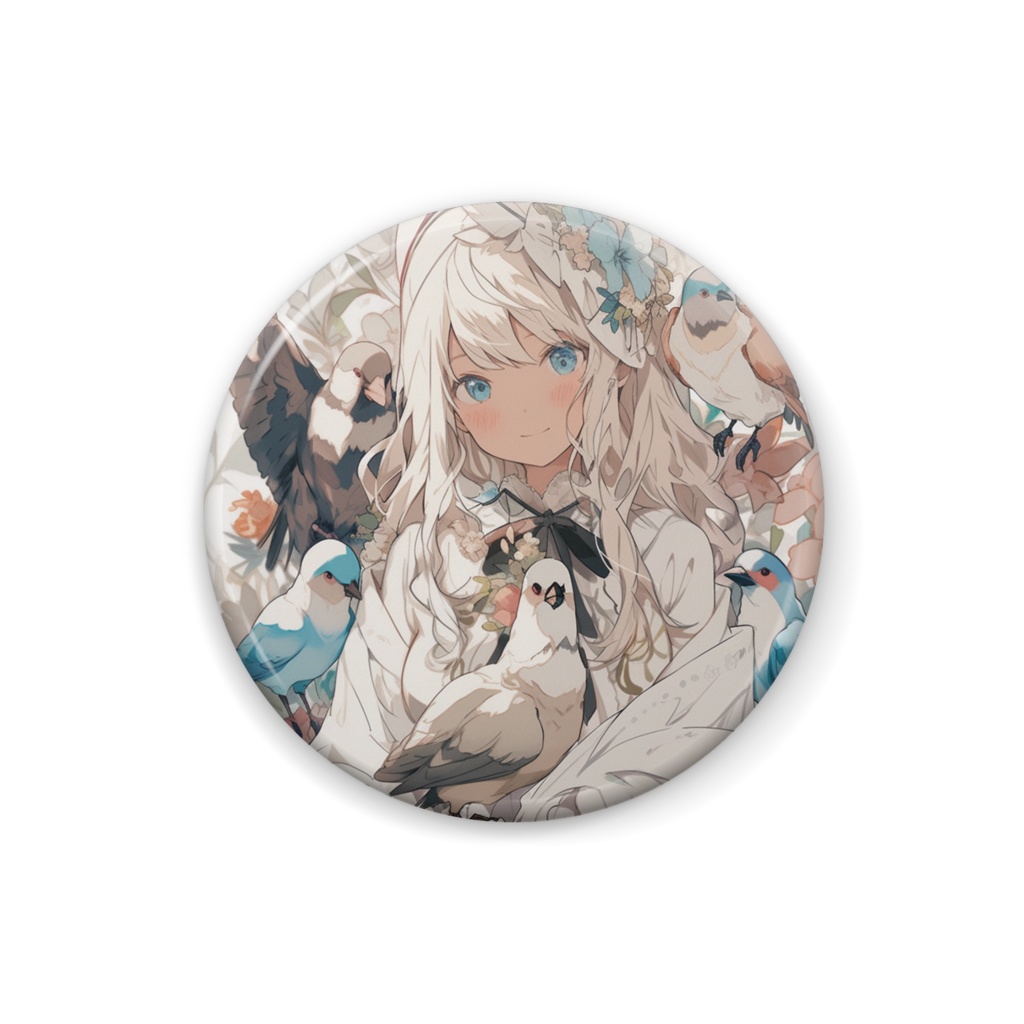 鳥達と私缶バッチ