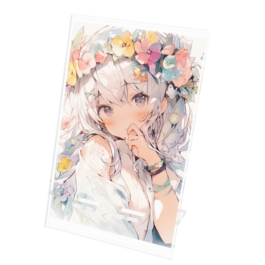 パステル調で女の子イラストスマホスタンド