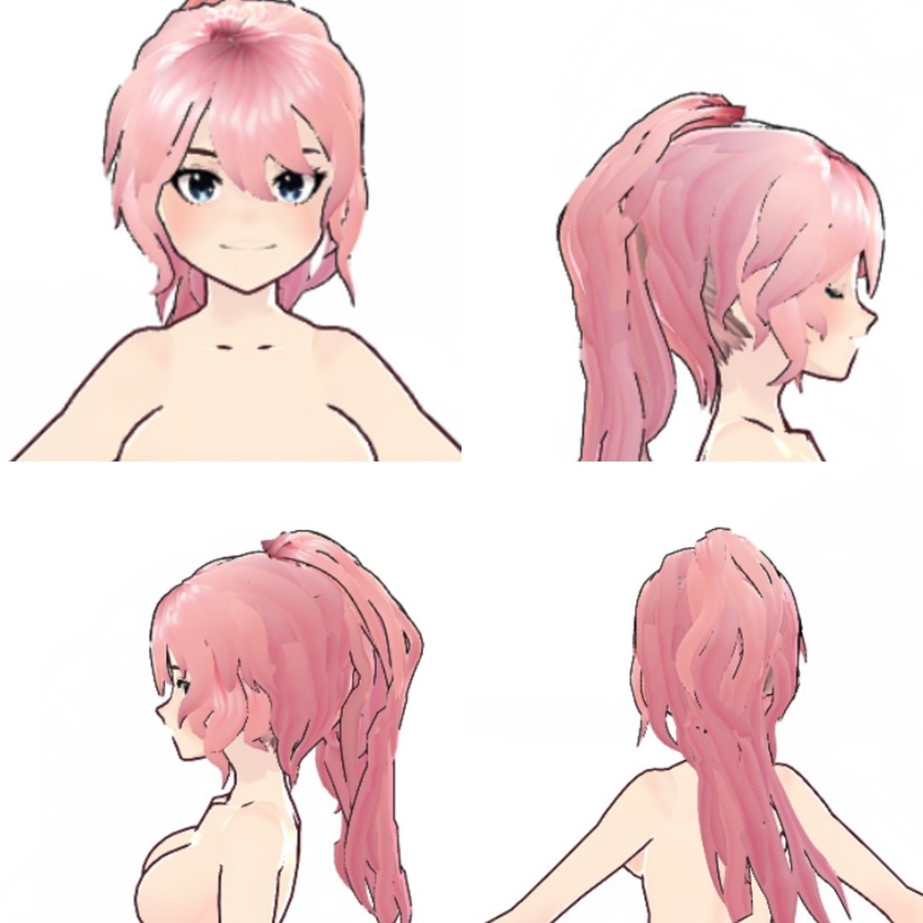 [Vroid] Cherry blossom (✿◡‿◡) - Pink ponytail preset