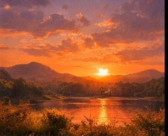 【AI背景】夕焼けの田舎道|癒し・ノスタルジー風景素材(配信・動画向け)