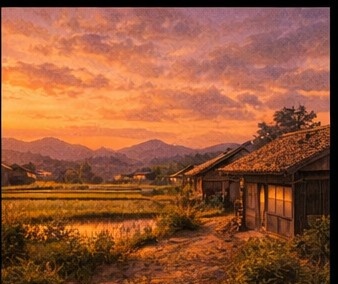 【AI背景】夕焼けの田舎道|癒し・ノスタルジー風景素材(配信・動画向け)