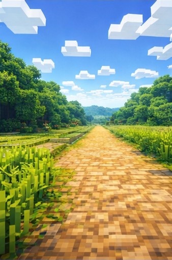 【朝】マイクラ風 田舎背景素材|爽やかな青空と雲|全21枚