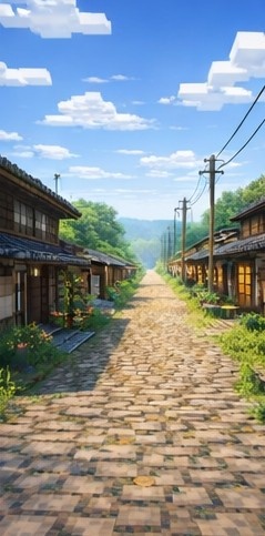 【朝】マイクラ風 田舎背景素材|爽やかな青空と雲|全21枚