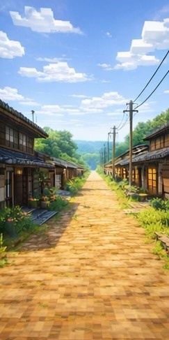 【朝】マイクラ風 田舎背景素材|爽やかな青空と雲|全21枚