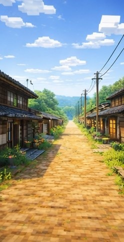 【朝】マイクラ風 田舎背景素材|爽やかな青空と雲|全21枚