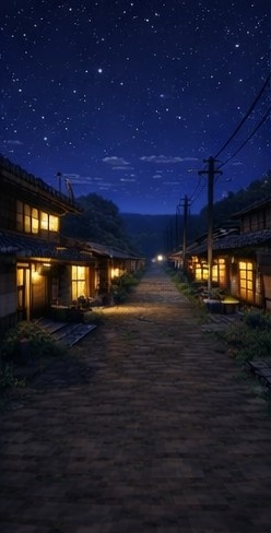 【夜】マイクラ風 田舎背景素材|静かな夜空とチルな雰囲気|全21枚