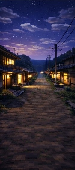 【夜】マイクラ風 田舎背景素材|静かな夜空とチルな雰囲気|全21枚