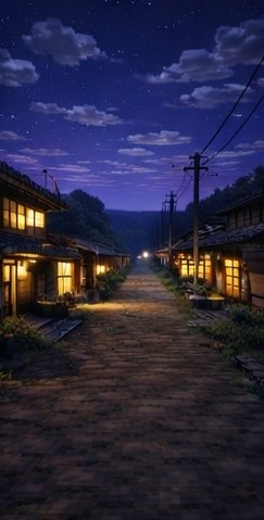 【夜】マイクラ風 田舎背景素材|静かな夜空とチルな雰囲気|全21枚