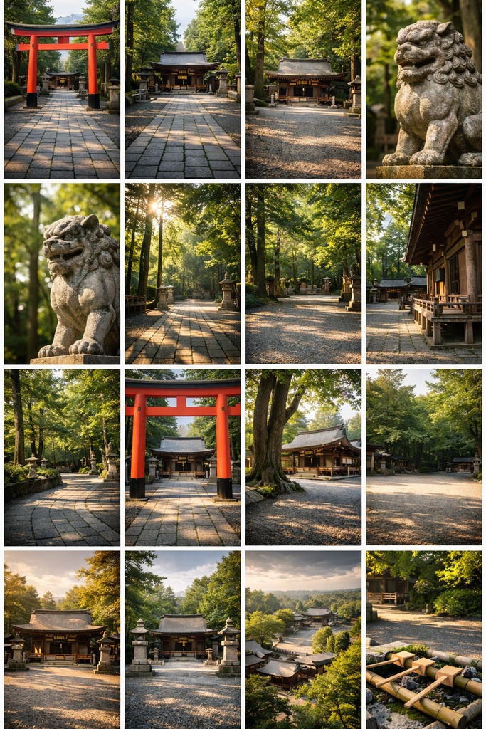 田舎の神社と自然風景 背景素材集【全16枚】|和風・夏・緑・鳥居