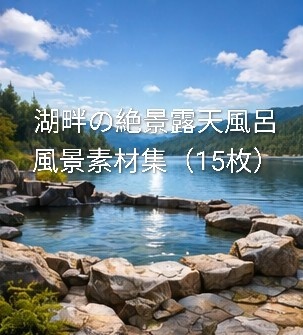 湖畔の絶景露天風呂｜昼の光に包まれる田舎風景素材集（15枚）