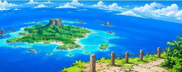 【背景素材10枚】1990年代アニメ風・南国の風景|配信・動画・YouTube用