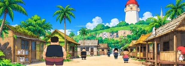 【背景素材10枚】1990年代アニメ風・南国の風景|配信・動画・YouTube用