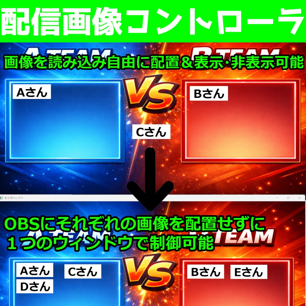 【無料/配信者向け/OBS使用前提】配信画像コントローラー|簡単操作で画像の配置をコントロール